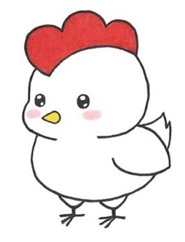 A drawing of a cute chicken