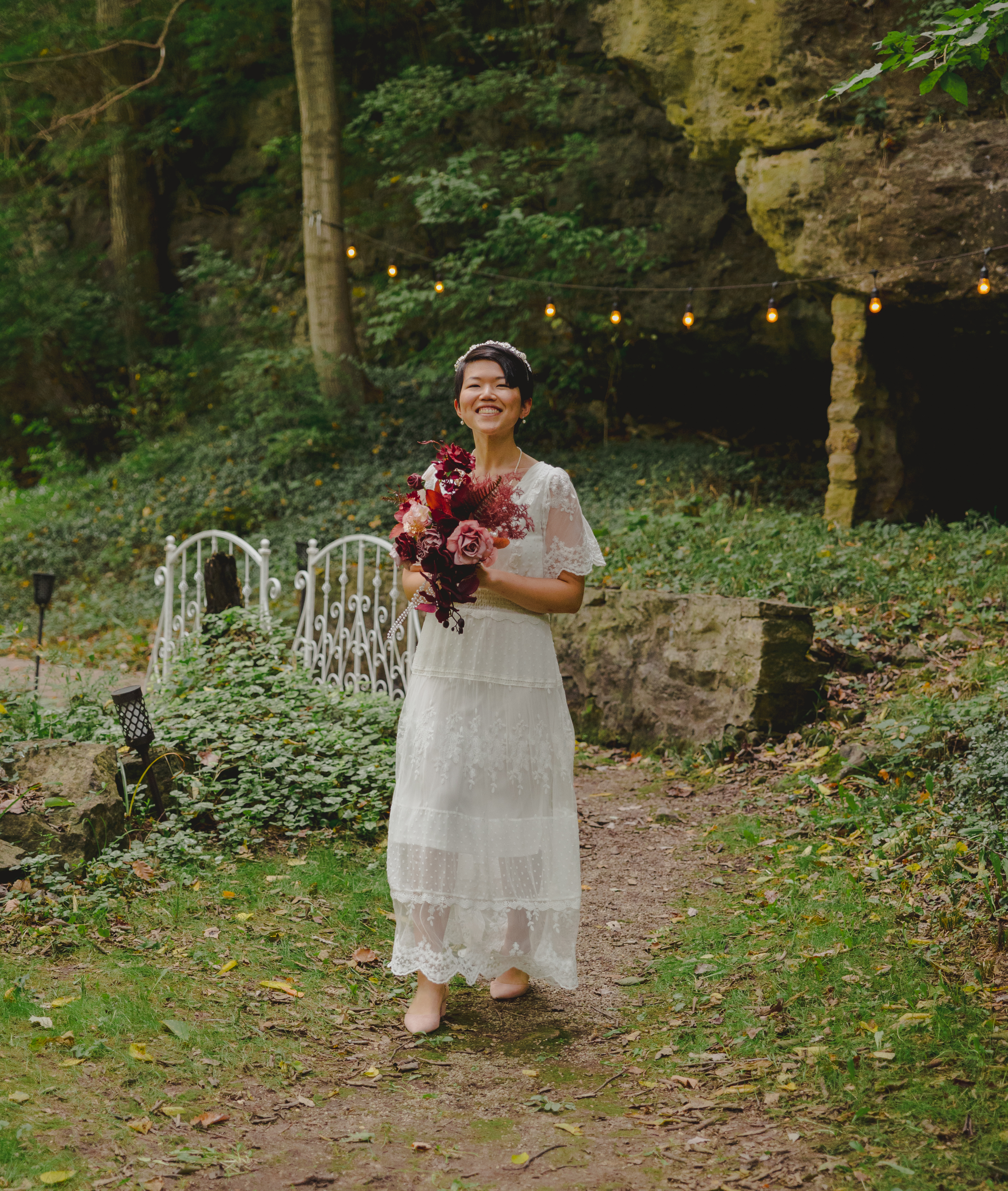 A bride walking down an aisle